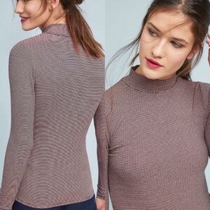 Anthropologie Postmark large Striped Mock Neck Long Sleeve Shirt Top